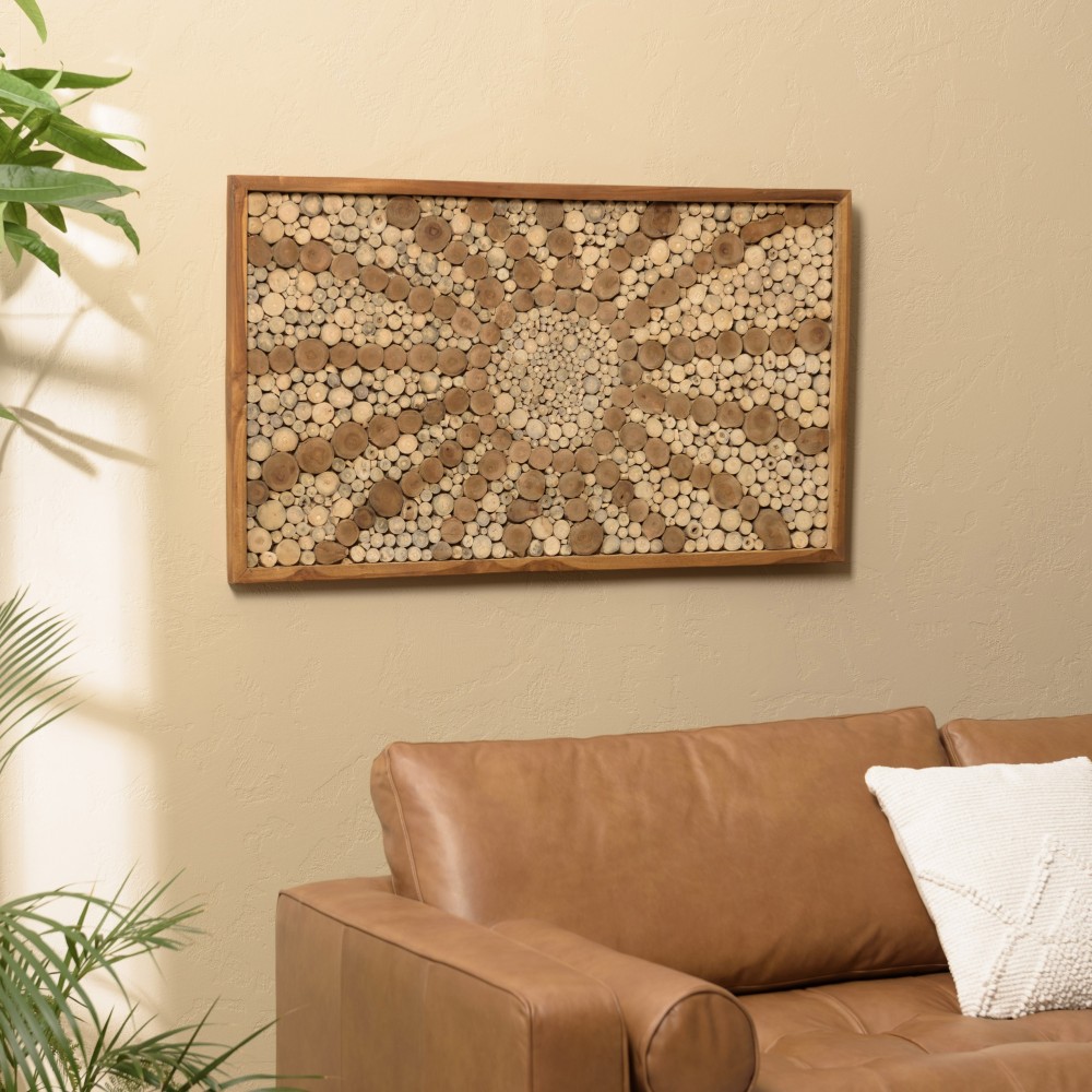 Déco murale en teck mosaïques 120x70 cm | Seconde main