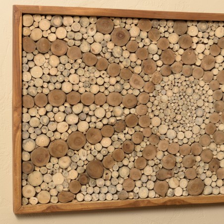 Teak mosaic wall decoration, 120x70 cm | Second-hand