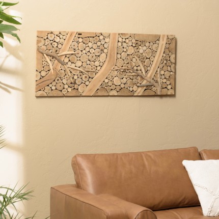 Décoration murale rectangulaire 120x50cm mosaïques en teck | Seconde vie