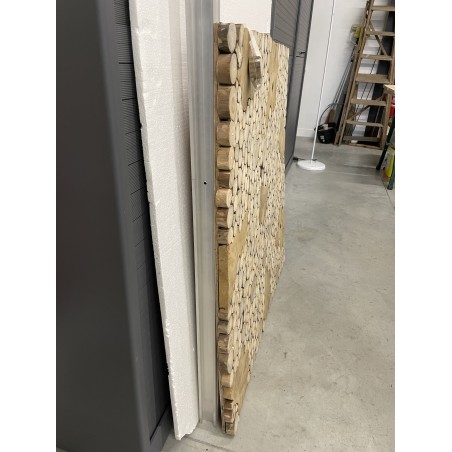 Décoration murale carrée 100x100cm mosaïques en teck - modèle 1 | seconde main