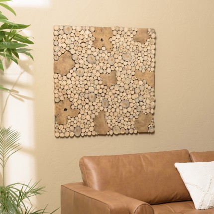 Square wall decoration 100x100cm teak mosaics - model 1 | second-hand