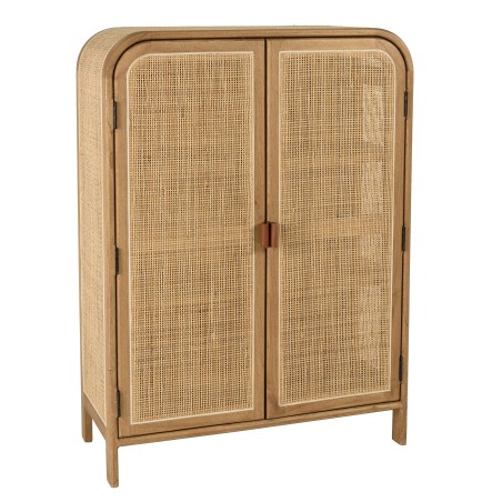 Armoire arrondie en bois et rotin - 3 étagères | Collection Amy