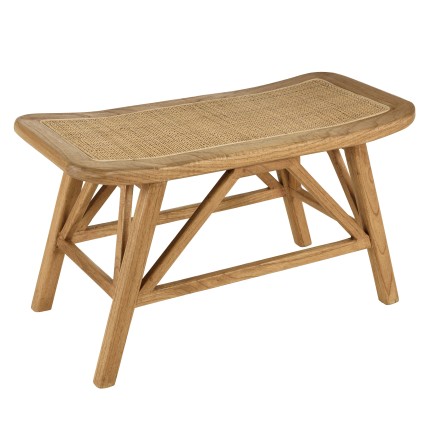 Banc 1 place en bois et rotin | Collection Amy