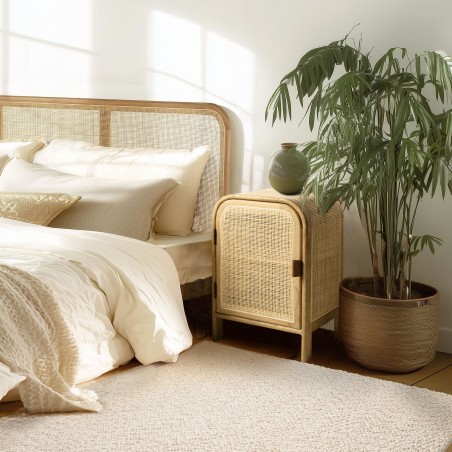 Chevet arrondie en mindi et rotin | Collection Amy
