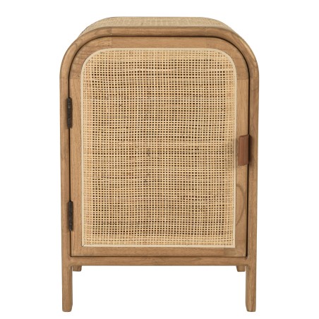 Rounded bedside table in mindi wood and rattan | Amy Collection