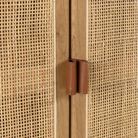 Rounded wooden and rattan cabinet - 3 shelves | Amy Collection