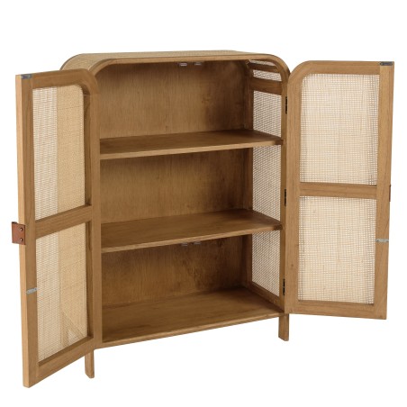 Rounded wooden and rattan cabinet - 3 shelves | Amy Collection
