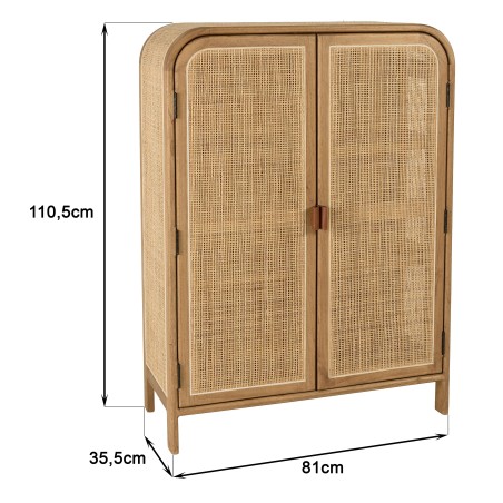 Armoire arrondie en bois et rotin - 3 étagères | Collection Amy