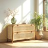 Rounded chest of drawers in wood and natural rattan - 2 drawers | Amy Collection Rounded chest of drawers in wood and natural rattan - 2 drawers | Amy Collection