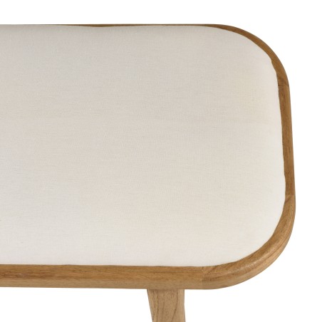 Banc avec coussin blanc en bois et rotin | Collection Amy