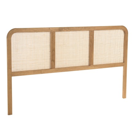 AMY - Headboard in mindi wood and natural rattan for 140/160 cm beds