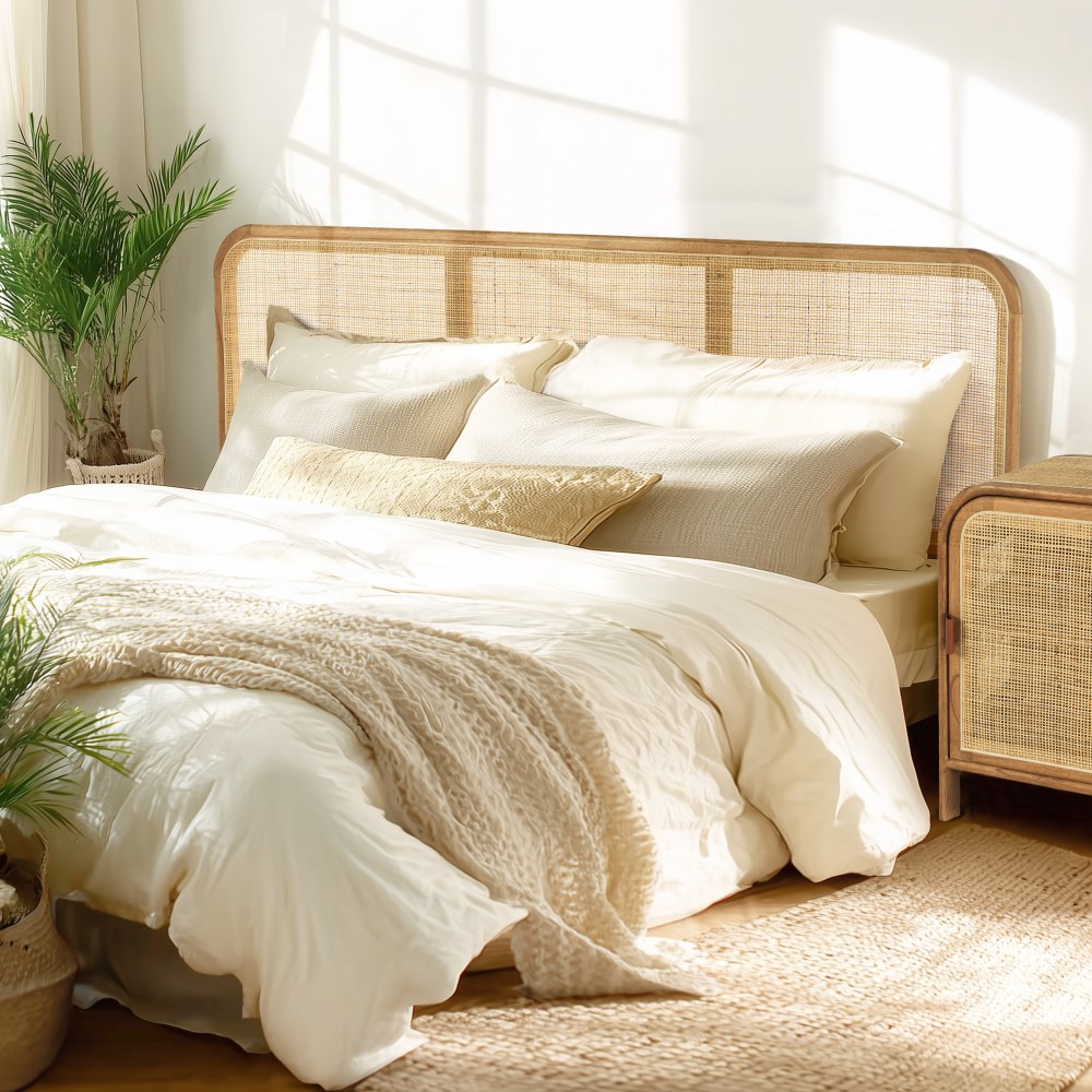 Headboard for 160/180 cm beds in wood and rattan | Amy Headboard for 160/180 cm beds in wood and rattan | Amy