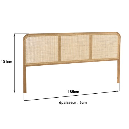 Tête de lit pour lits 160/180cm en bois et rotin | Amy