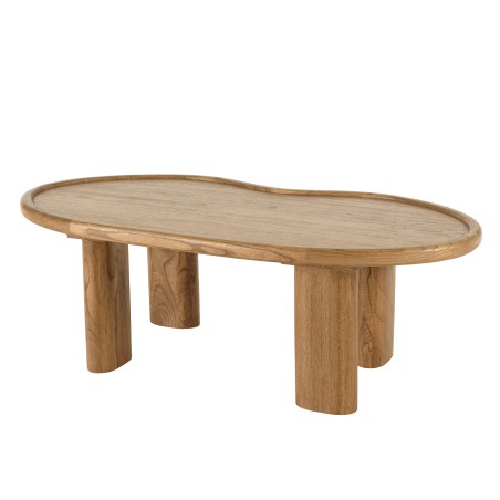 Organic-shaped coffee table in mindi wood, 120 cm | Amy Collection