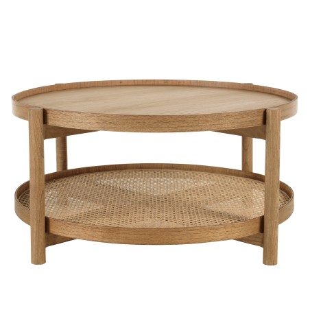 80.5cm wooden coffee table with rattan shelf | Amy Collection