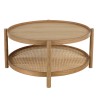 Table basse en bois 80.5cm avec tablette en rotin | Collection Amy Table basse en bois 80.5cm avec tablette en rotin | Collection Amy