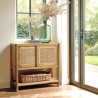 Sideboard with 2 shelves and 2 sliding doors in mindi wood and natural rattan | Amy Collection Sideboard with 2 shelves and 2 sliding doors in mindi wood and natural rattan | Amy Collection