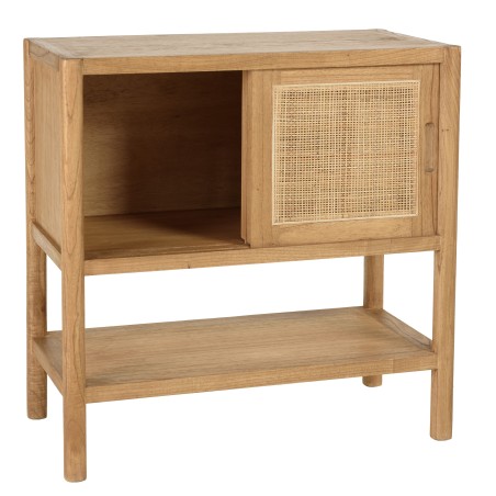 Buffet 2 étagères 2 portes coulissantes en mindi et rotin naturel | Collection Amy