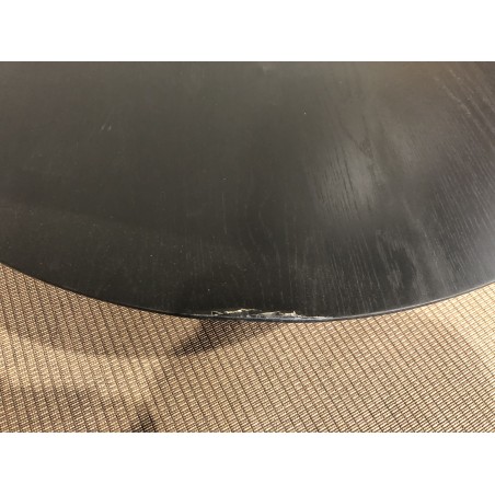 SECOND-HAND - Round coffee table 90x90cm recycled pine wood black top natural base