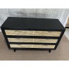 SECONDE MAIN - Commode noire 3 tiroirs cannage