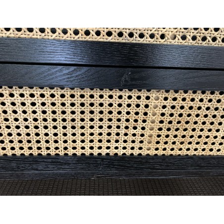 SECOND-HAND - Black chest of drawers with 3 drawers and cane detailing