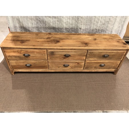 SANDY TV Stand in Brown with 6 Drawers | Recycled Pine