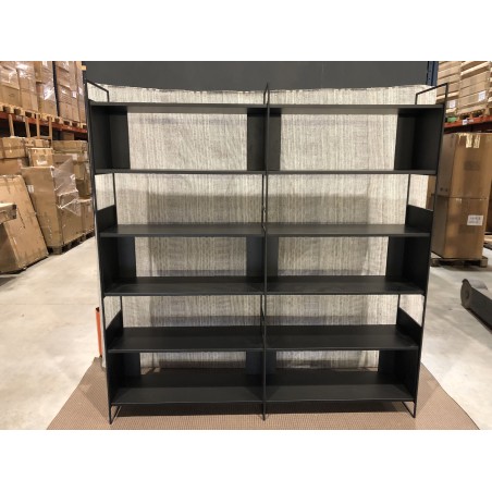 SECOND-HAND - Black 10-compartment, 5-tier shelving unit with metal base