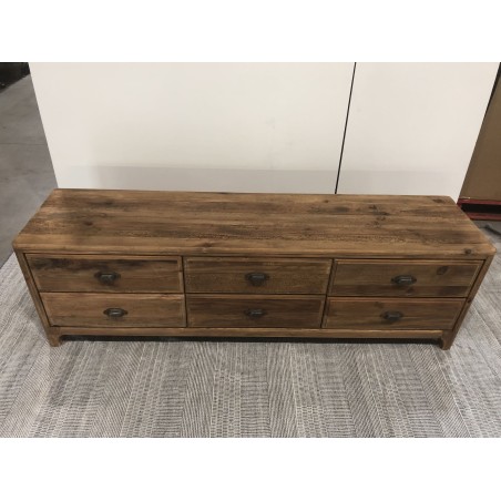 SANDY TV Stand in Brown with 6 Drawers | Recycled Pine