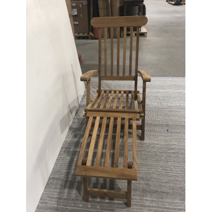 raw teak wood garden lounger - Macabane | Second-hand