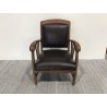 Fauteuil en bois de teck et cuir marron | SECONDE MAIN