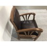 Teak wood and brown leather armchair | SECOND-HAND