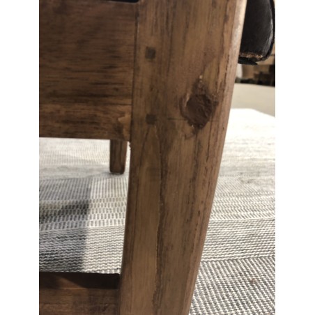 Fauteuil en bois de teck et cuir marron | SECONDE MAIN