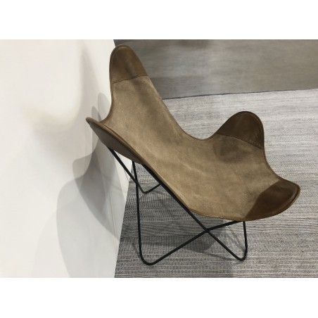 Chaise butterfly en toile et cuir | SECONDE MAIN