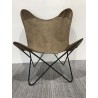 Chaise butterfly en toile et cuir | SECONDE MAIN