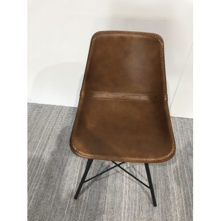 Brown leather chairs with steel legs | Second-hand