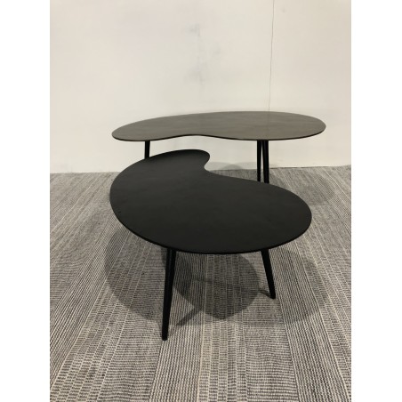 Set de 2 tables basses en aluminium noir mat et doré | Seconde main
