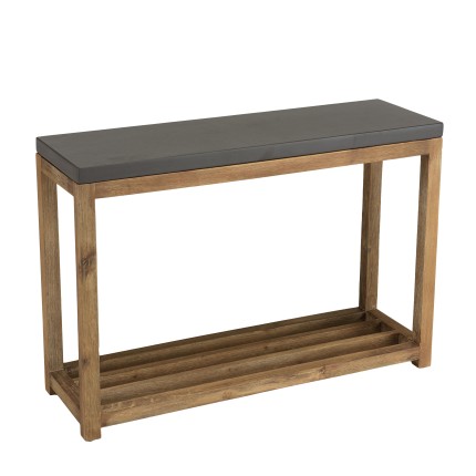 HECTOR Rectangular Console Table PM Double Shelf Dark Concrete Effect and Acacia