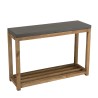 SECONDE MAIN - Console rect. double plateau effet béton foncé et bois acacia SECONDE MAIN - Console rect. double plateau effet béton foncé et bois acacia