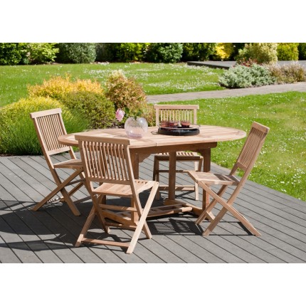 SECONDE MAIN - Table de jardin 4/6 personnes -  ovale ext. 120/180 en bois Teck