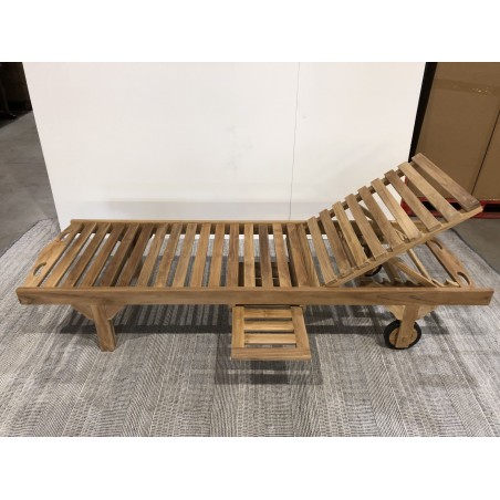 SECONDE MAIN - Bain de soleil avec roulettes en Teck
