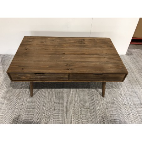 ANDY - Brown Rectangular Scandi Coffee Table with 4 Drawers | Pine Wood