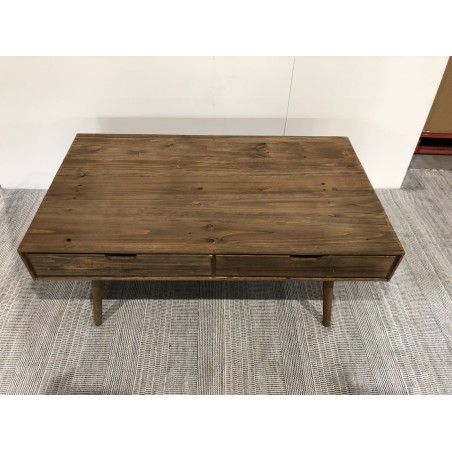 ANDY - Brown Rectangular Scandi Coffee Table with 4 Drawers | Pine Wood