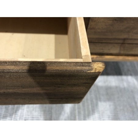 SECONDE MAIN - Table basse marron scandi rectangulaire 4 tiroirs bois