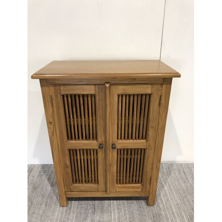 API Brown Cabinet with 2 Louvered Doors in Teak Wood