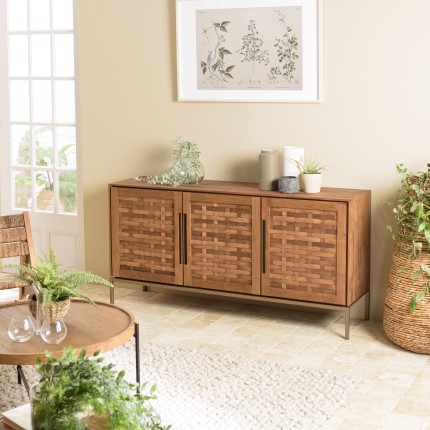 SIXTINE Recycled Teak Wood Sideboard with 3 Doors