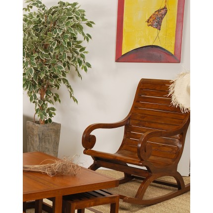 LORINE Rocking Chair in Brown Mindi Wood - Relax in Style