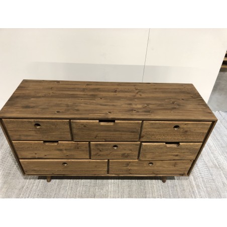 Commode scandi bois marron 8 tiroirs | Second Hand