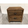 Brown bedside table with 2 drawers, recycled pine | Second Hand Brown bedside table with 2 drawers, recycled pine | Second Hand