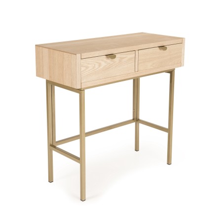 Wooden console table with gold metal legs | Second-hand