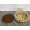 Round coffee table 65x65cm in beige rattan with removable top | Second Hand Round coffee table 65x65cm in beige rattan with removable top | Second Hand
